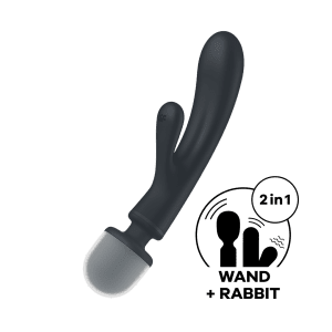 Satisfyer Triple Lover Hybrid Wand Vibrator 21 cm Zwart - womentoys.nl