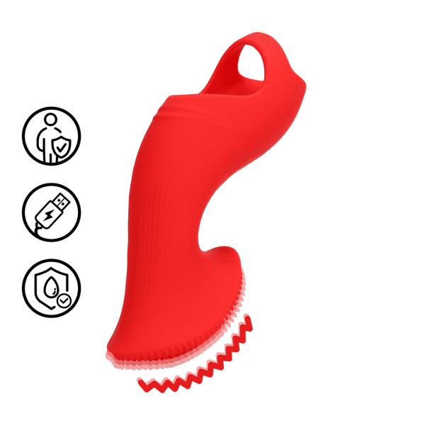 Loveline Textured Finger Vibrator Sunrise Red 11 cm - womentoys.nl
