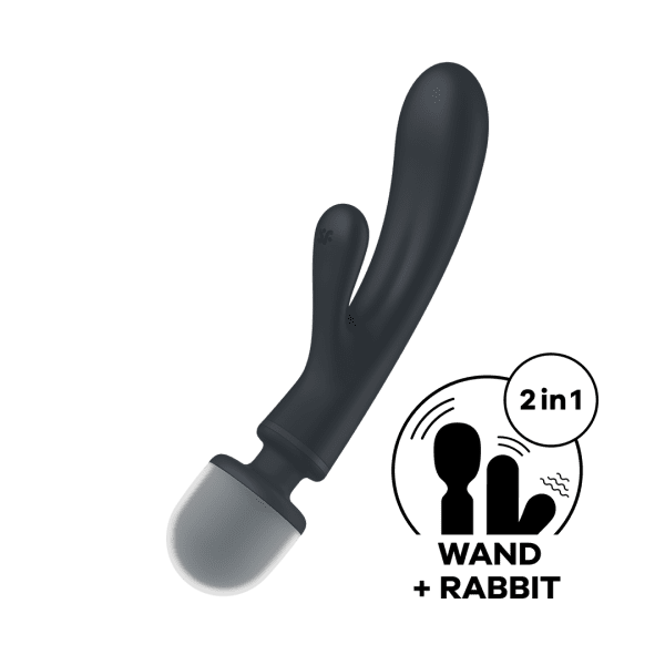 Satisfyer Triple Lover Hybrid Wand Vibrator 21 cm Zwart - womentoys.nl