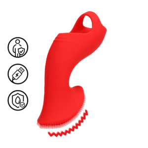 Loveline Textured Finger Vibrator Sunrise Red 11 cm - womentoys.nl